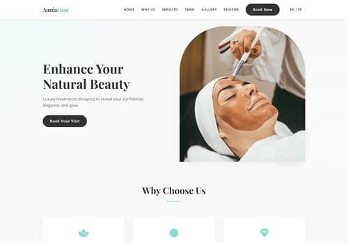Beauty studio website with a hero photo and the headline “Enhance Your Natural Beauty”